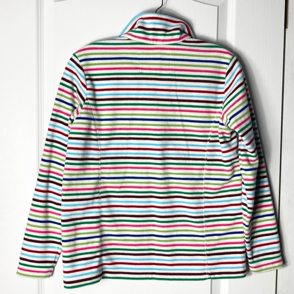 Nwot Lands End Rainbow Stripe Sweatshirt XS Quarter Zip Fleece Winter Comfort - Picture 2 of 4